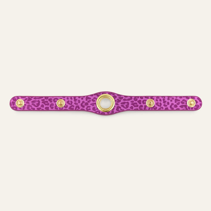 Hot Pink Leopard Sarah Haran Deco Strip Textured Stud with Gold hardware back | P70-G