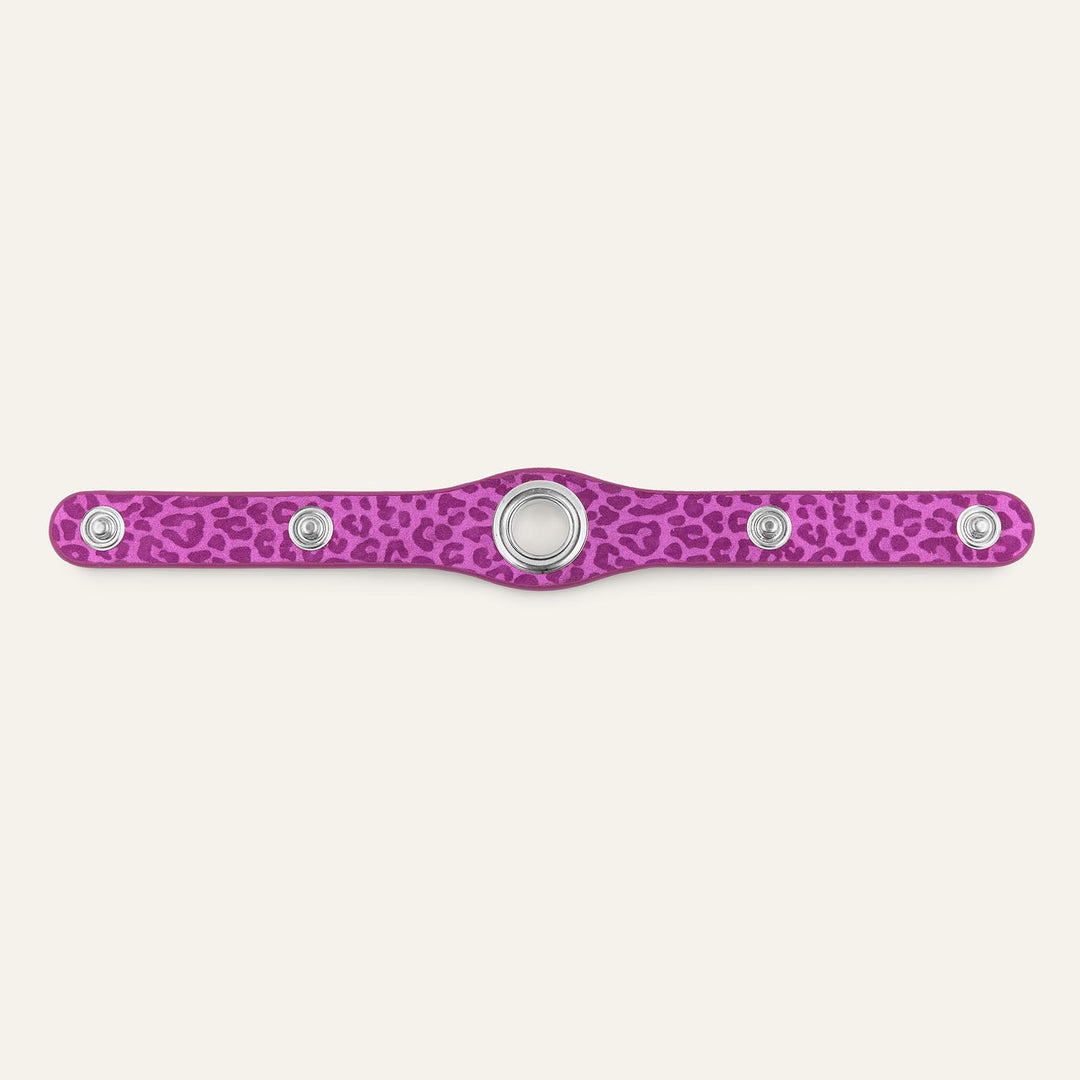 Hot Pink Leopard Sarah Haran Deco Strip Textured Stud with Silver hardware back | P70-S