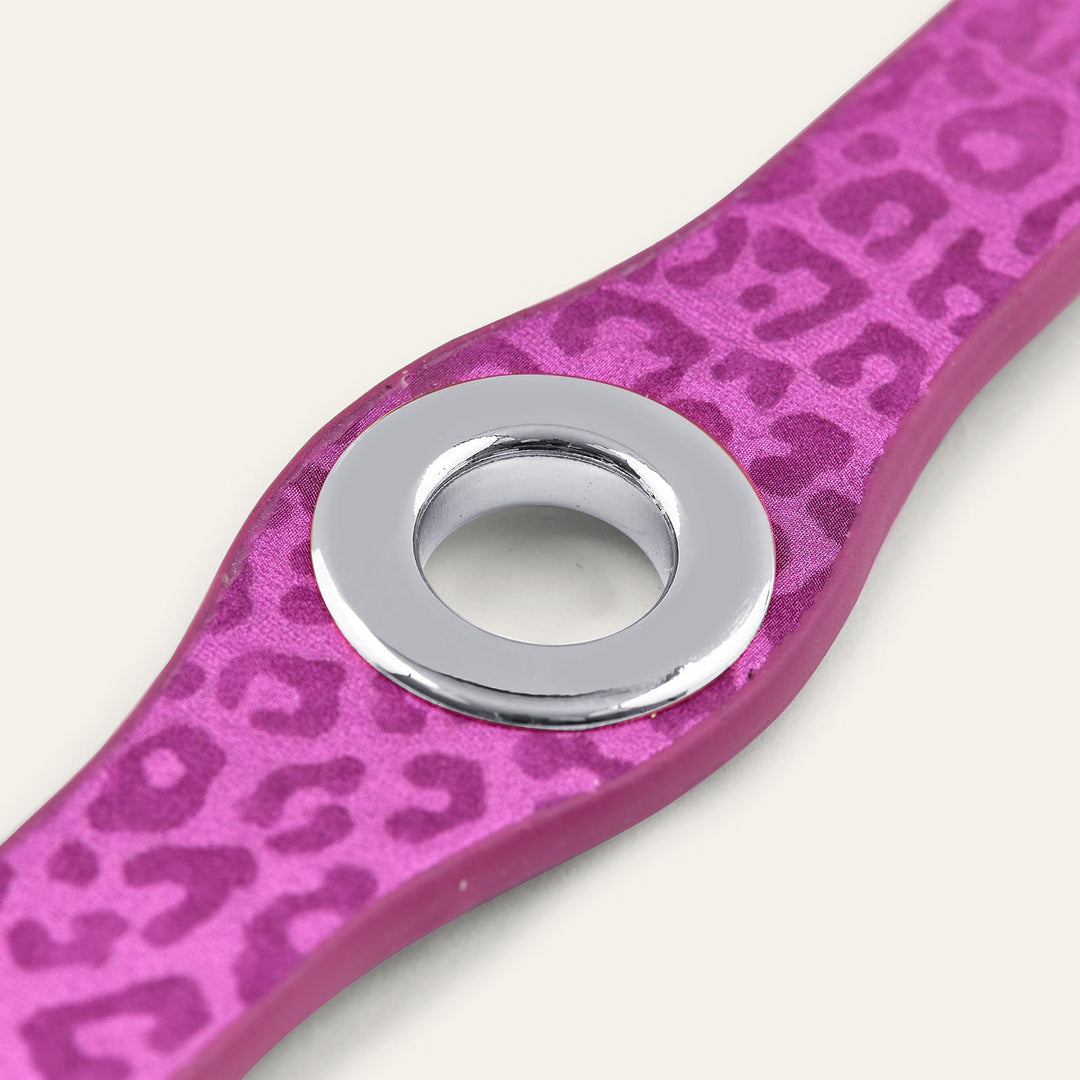 Hot Pink Leopard Sarah Haran Deco Strip Textured Stud with Silver hardware detail | P70-S