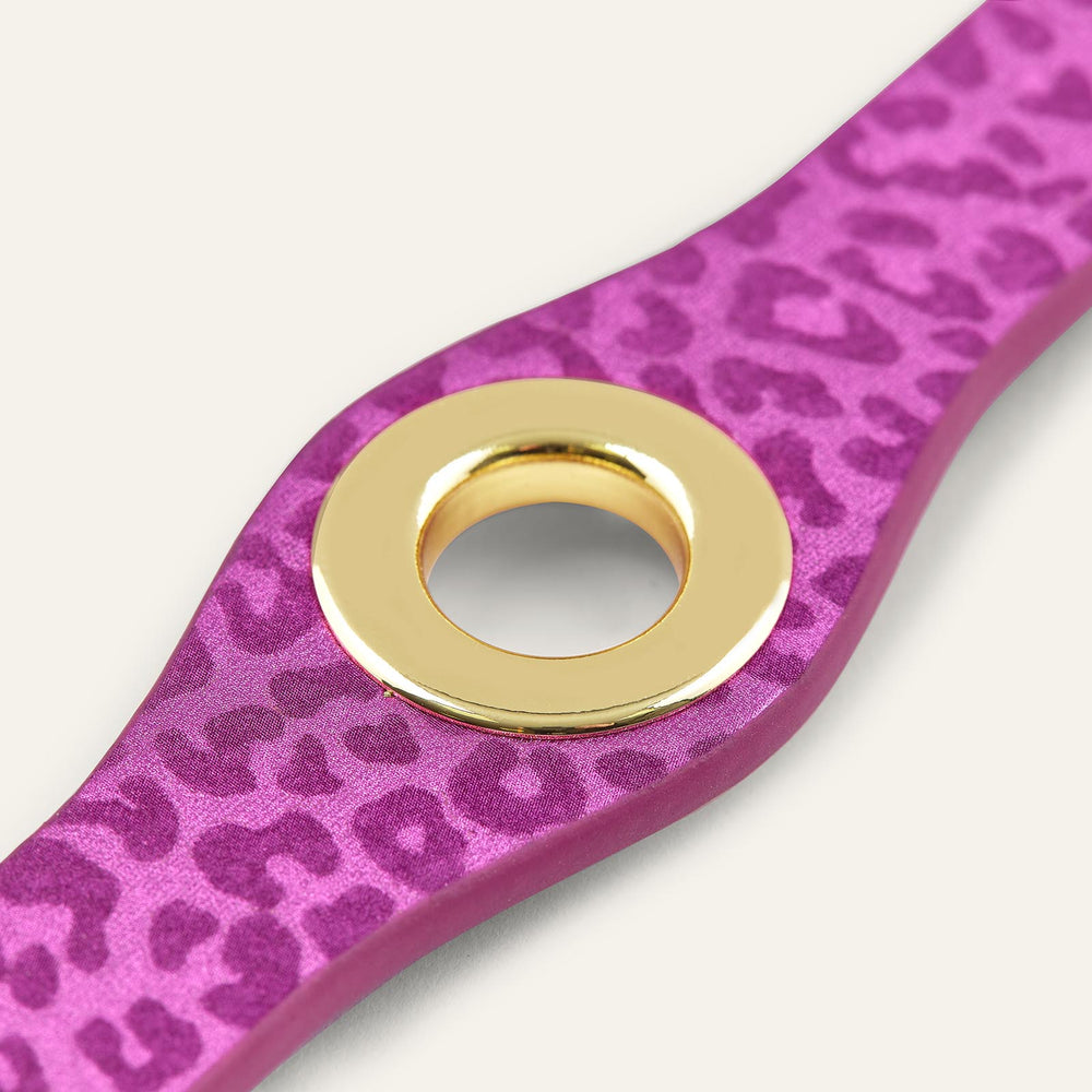 Hot Pink Leopard Sarah Haran Deco Strip Mini Textured Stud with Gold hardware detail | P70-G