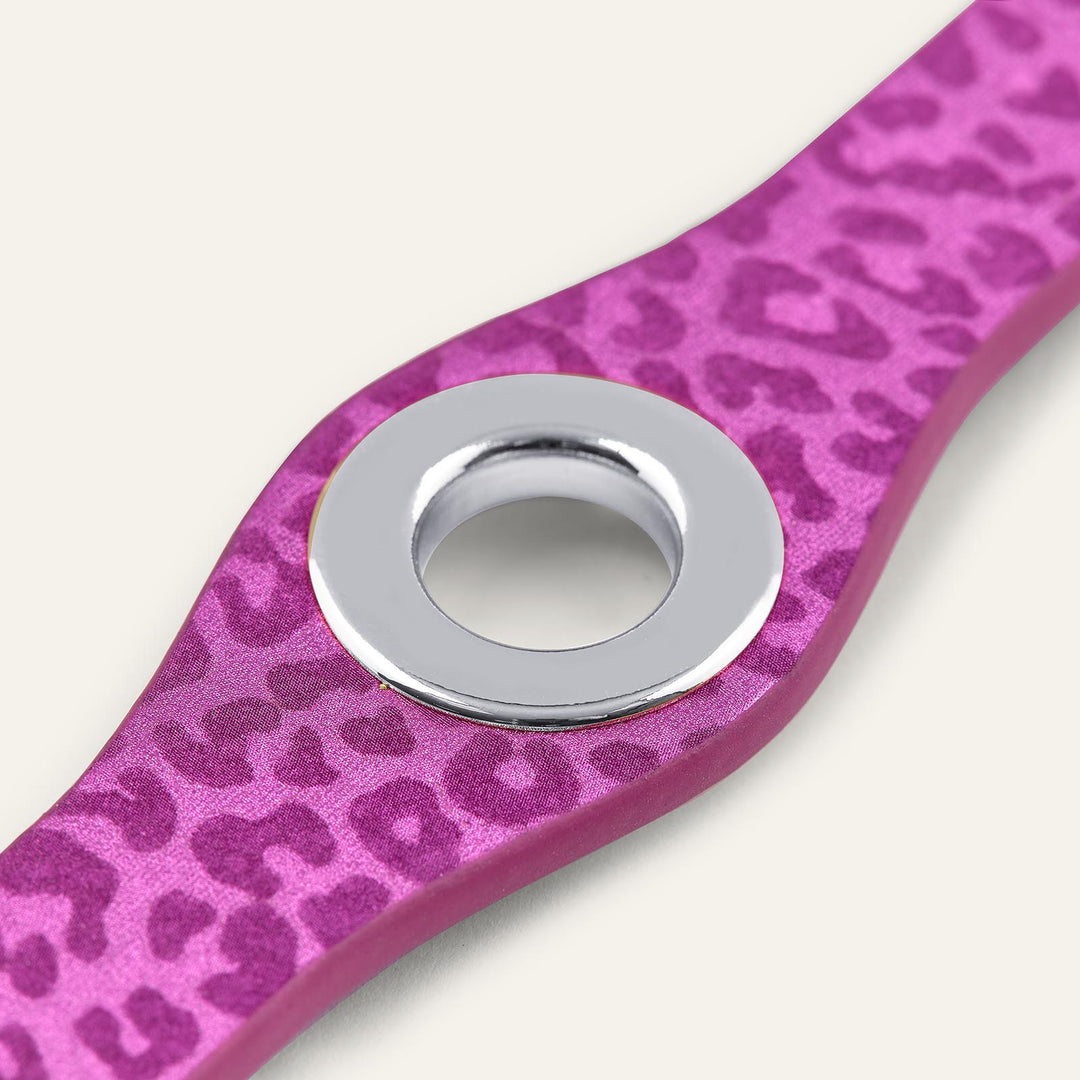 Hot Pink Leopard Sarah Haran Deco Strip Mini Textured Stud with Silver hardware detail | P70-S