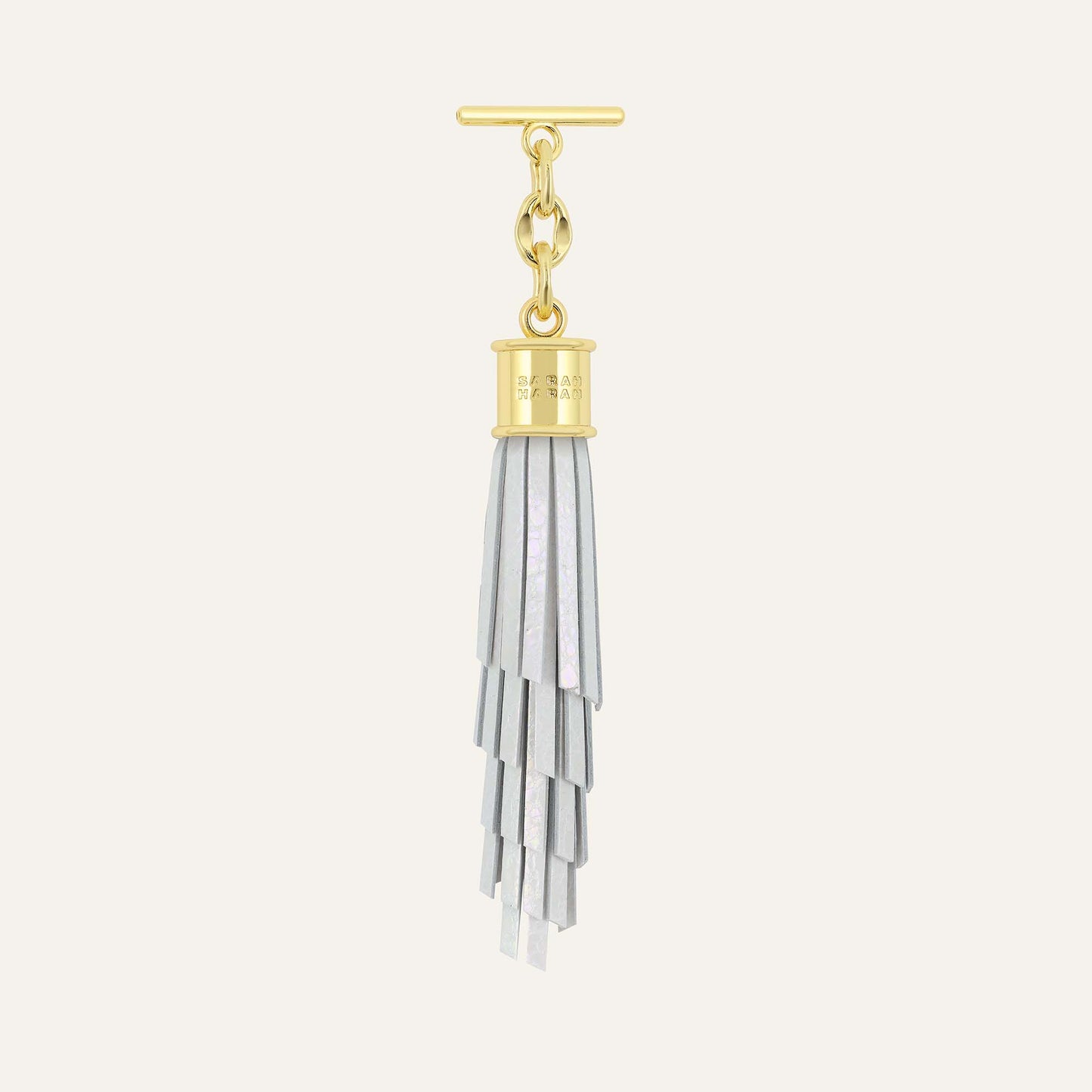 Feather Capsule Tassel Mini | Ivory with Gold hardware