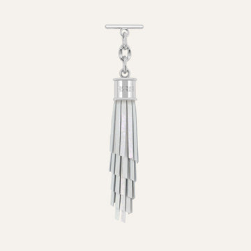 Feather Capsule Tassel Mini | Ivory with Silver hardware