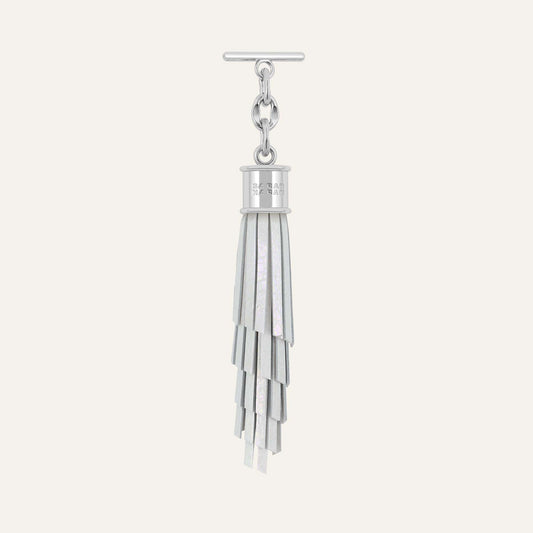 Feather Capsule Tassel Mini | Ivory with Silver hardware