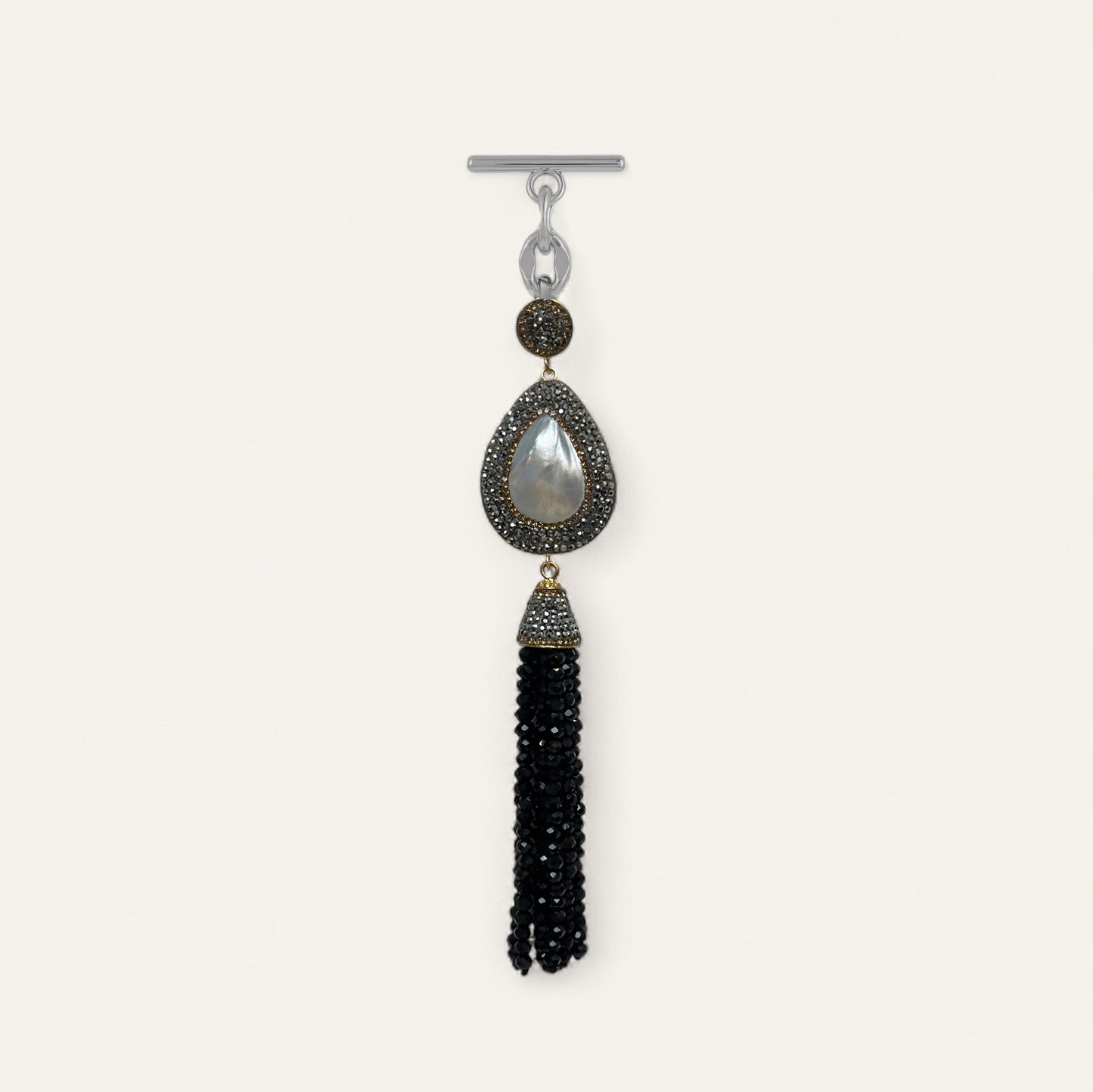 Joyful Jewel Tassel | Black with Silver hardware