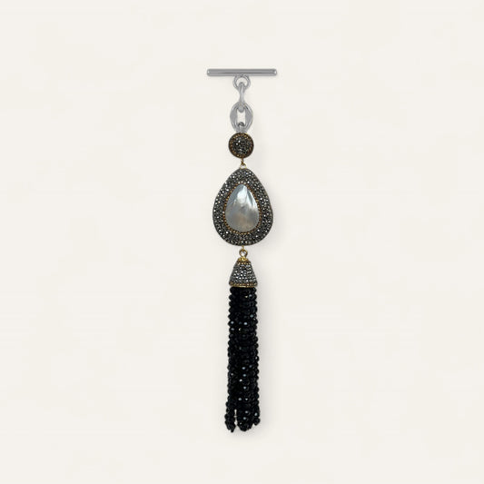 Joyful Jewel Tassel | Black with Silver hardware