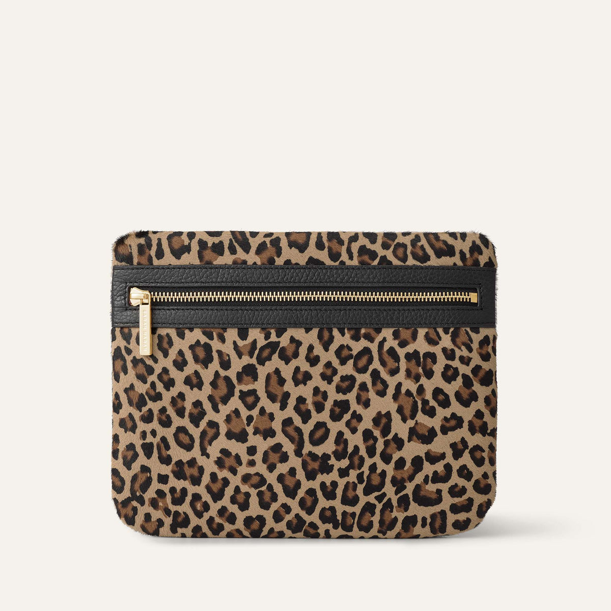 Leopard Sarah Haran Mia Pouch with Gold hardware | Front N13 G