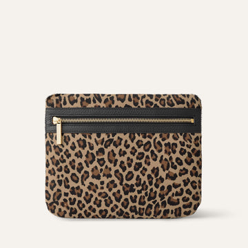 Leopard Sarah Haran Mia Pouch with Gold hardware | Front N13 G