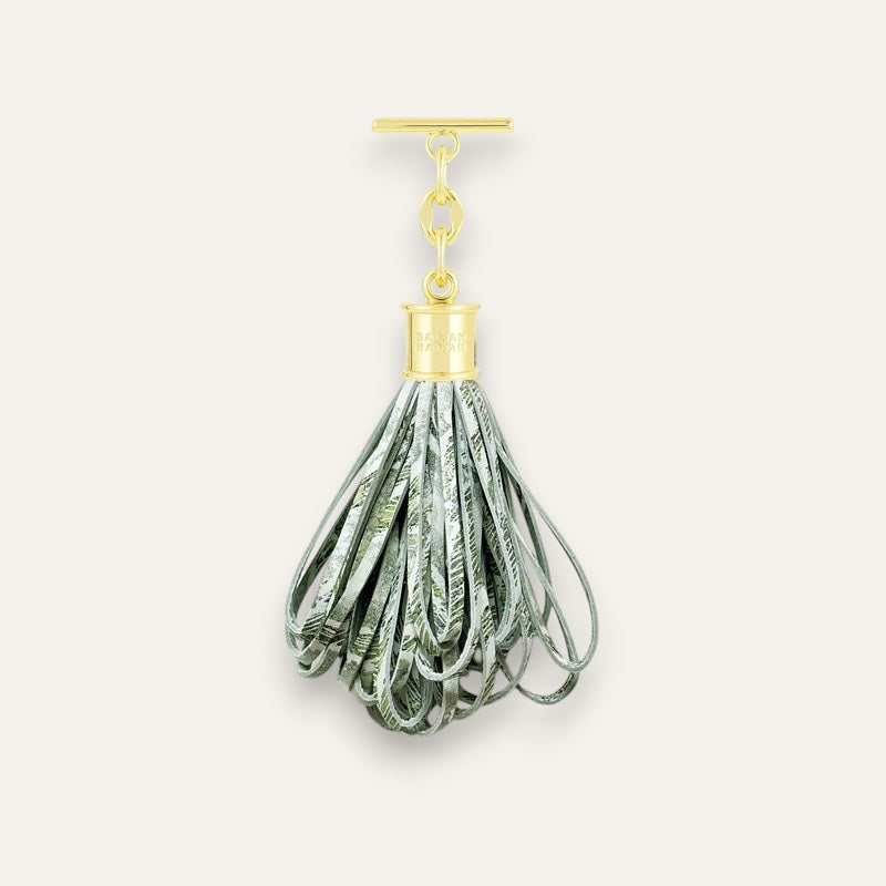 Pompom Tassel | Lichen with Gold hardware