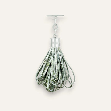 Lantern Tassel | Lichen with Silver hardware