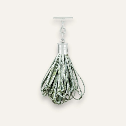 Pompom Tassel | Lichen with Silver hardware