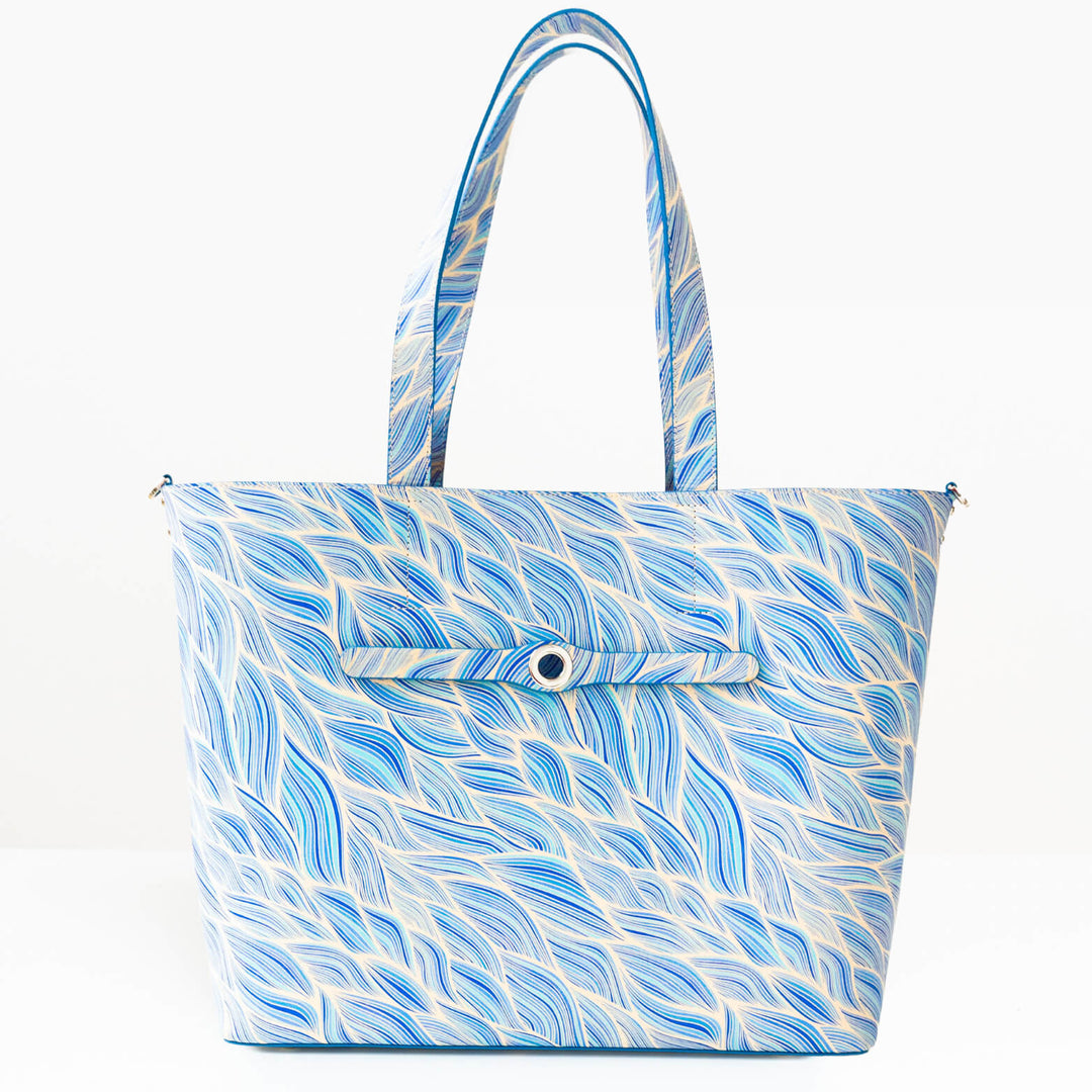 Michelle Shopper - Limited Edition-Handbag-Sarah Haran Accessories-Gold-Blue Leaf-Sarah Haran Accessories