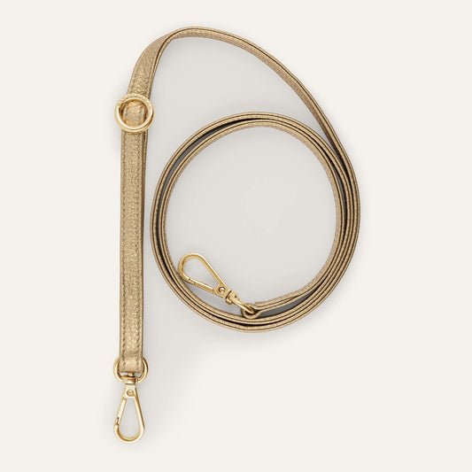 Thin Adjustable Strap | Shimmer Metallic Gold with Gold hardware