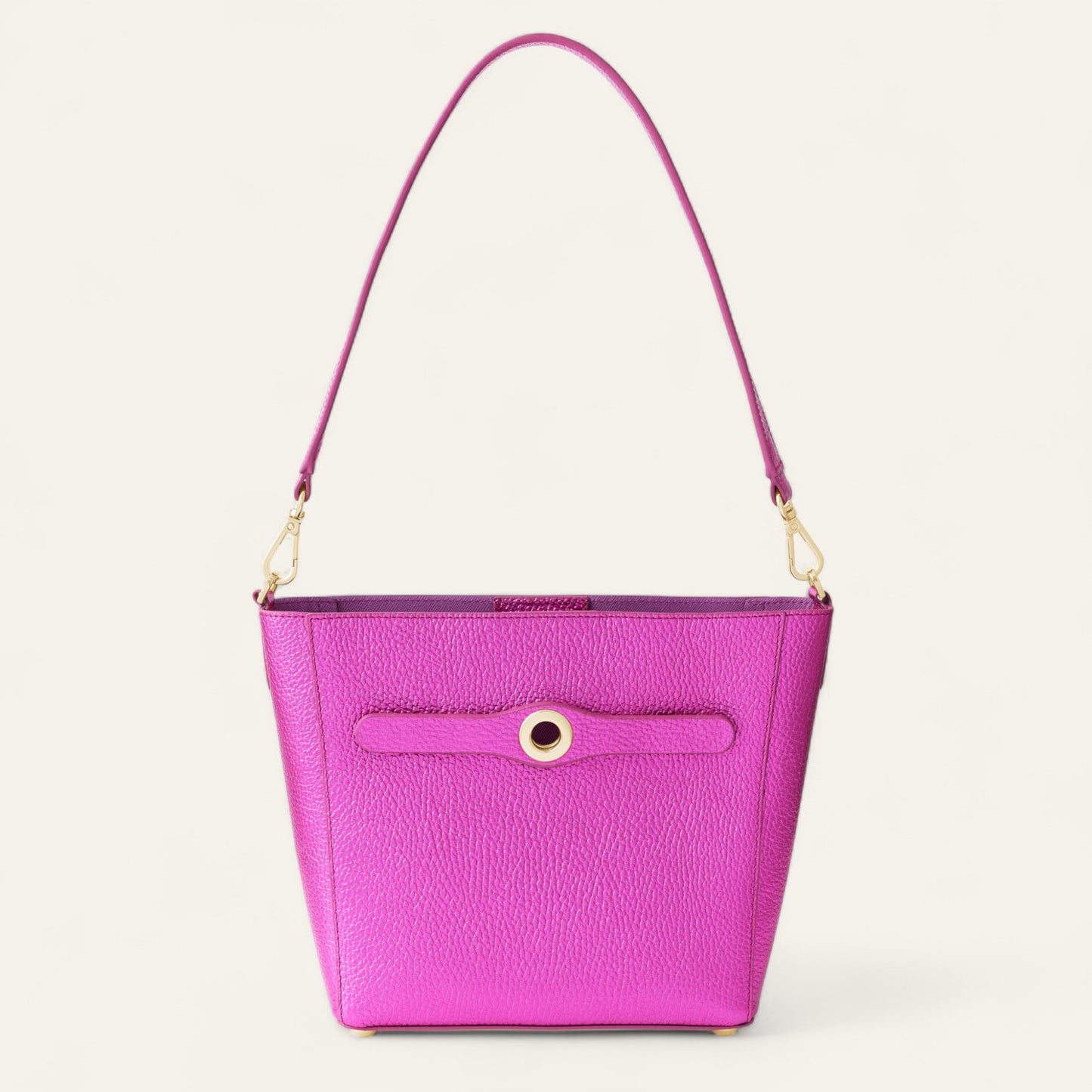 Complimentary Bag | Metallic Magenta with Gold hardware