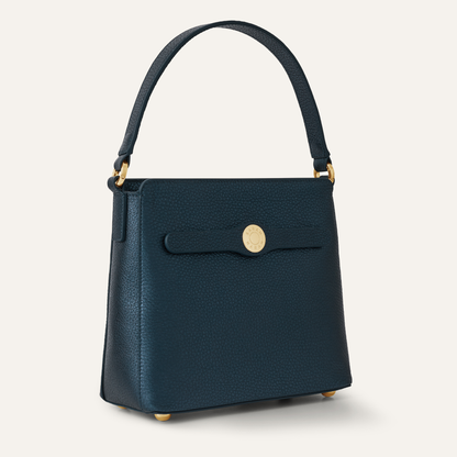 Rosa Handbag | Metallic Navy with Gold hardware