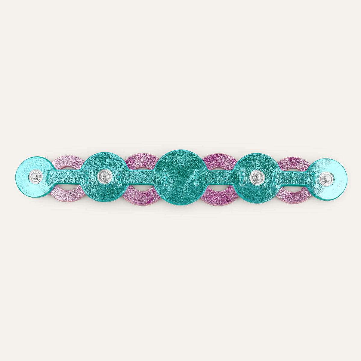 Metallic Pink Metallic Turquoise Sarah Haran Circle Deco Strip with Silver hardware Back M30 S