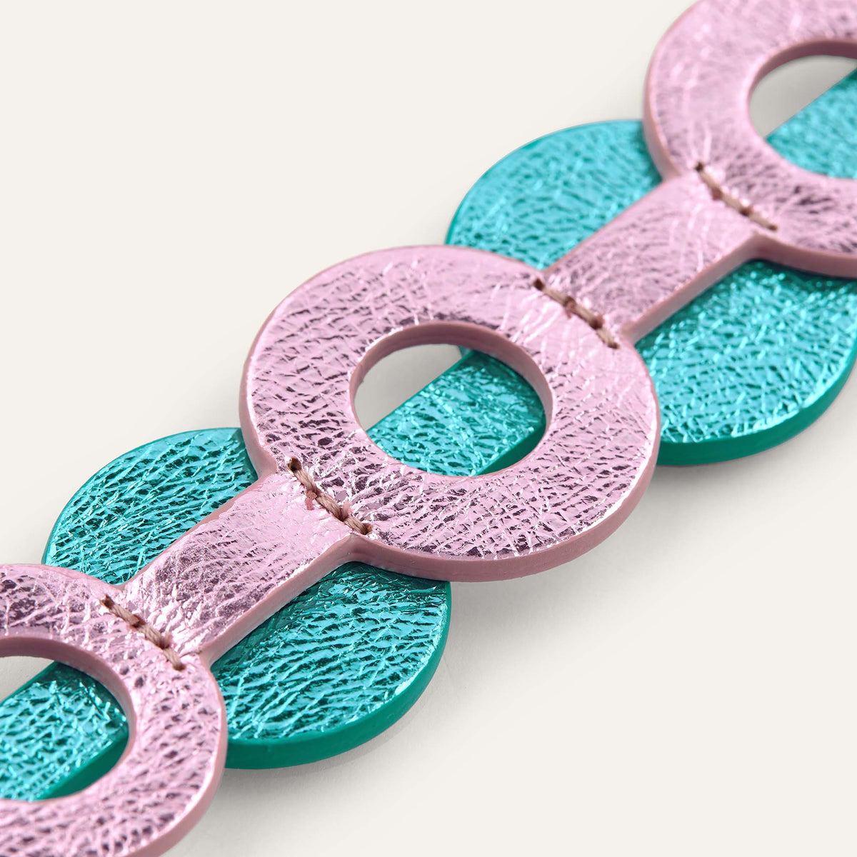 Metallic Pink Metallic Turquoise Sarah Haran Circle Deco Strip with Silver hardware Detail M30 S