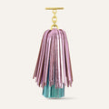 Double Pompom Tassel | Metallic Turquoise Metallic Pink with Gold hardware