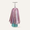 Double Pompom Tassel | Metallic Turquoise Metallic Pink with Silver hardware