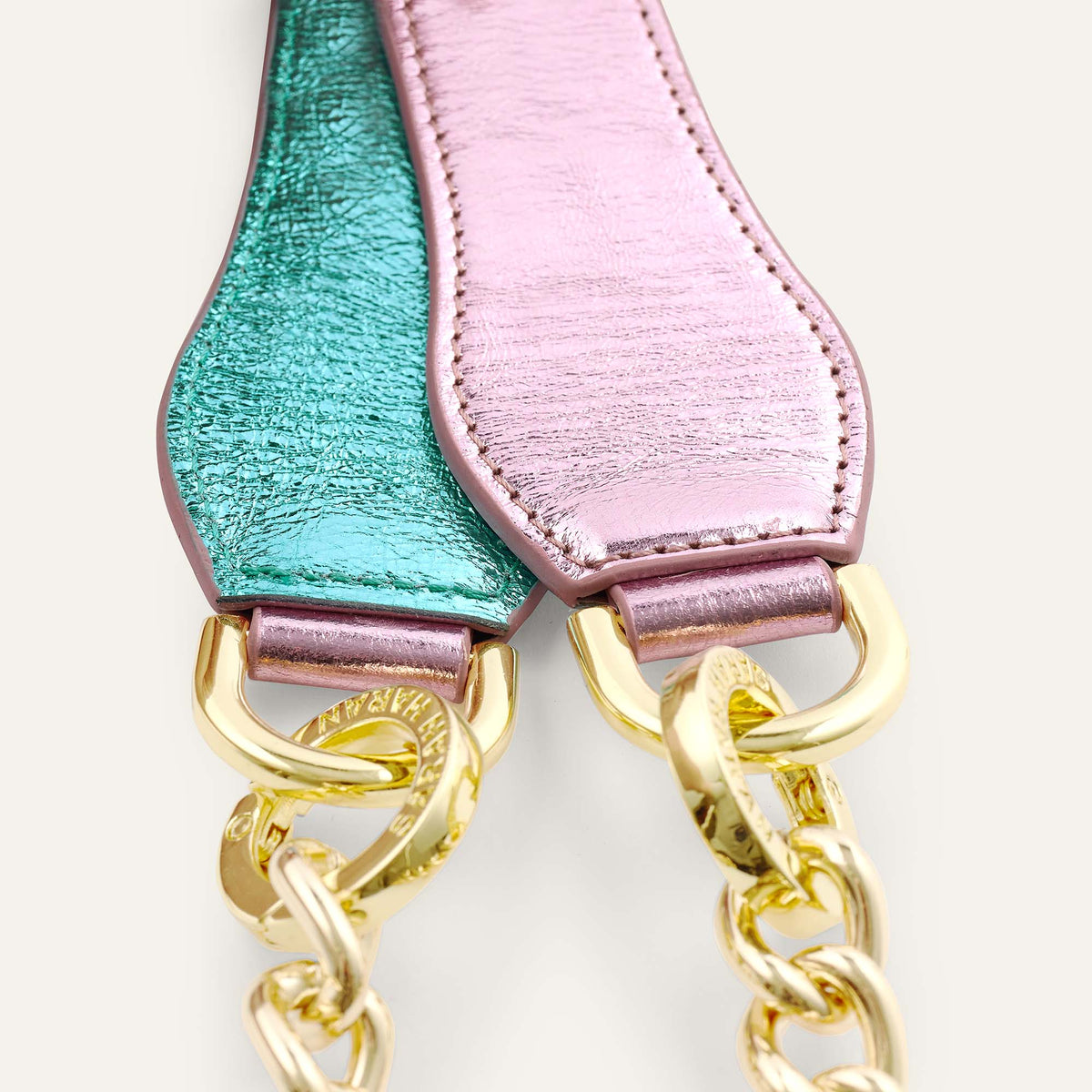Metallic Pink Metallic Turquoise Sarah Haran Gemini Strap with Gold hardware Detail M30 G