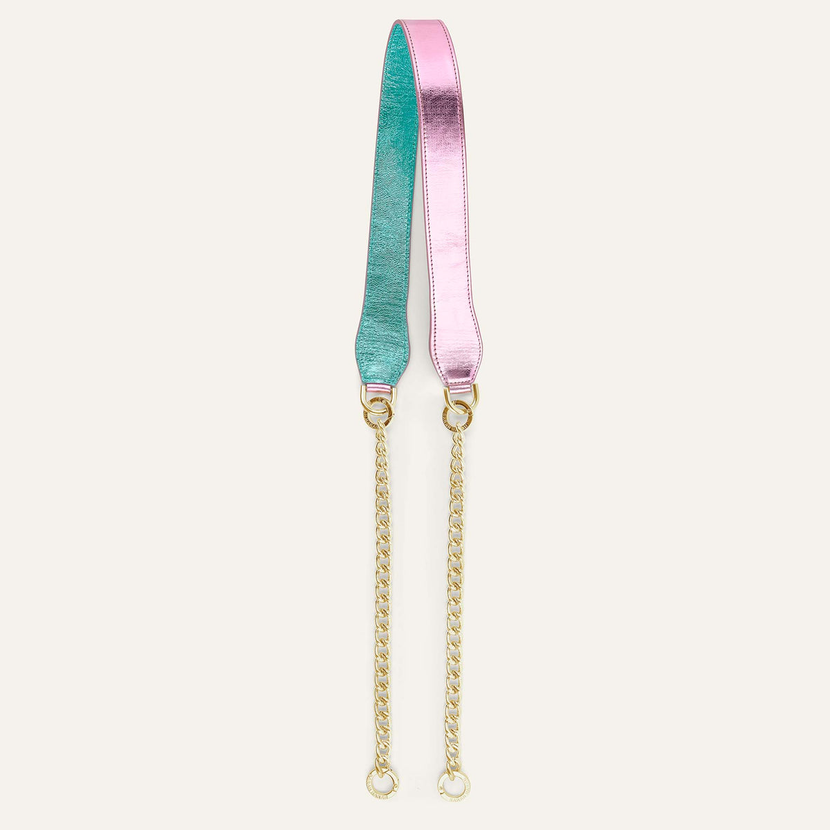 Metallic Pink Metallic Turquoise Sarah Haran Gemini Strap with Gold hardware Front M30 G