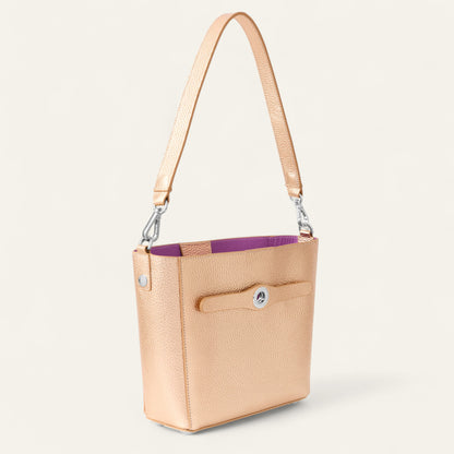 Complimentary Bag | Metallic Rose Gold with Silver hardware