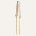 Gemini Strap | Soft Metallic Silver Shimmer Metallic Gold with Gold hardware