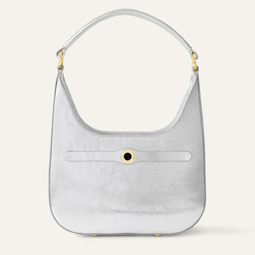 Florence Shoulder Bag | Metallic Silver with Gold hardware