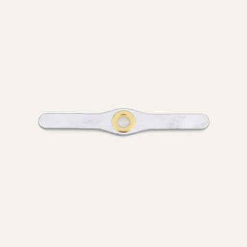 Metallic Silver Sarah Haran Mini Deco Strip with Gold hardware Front P81 G