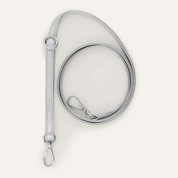 Thin Adjustable Strap | Soft Metallic Silver with Silver hardware