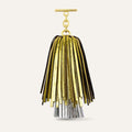 Double Pompom Tassel | Metallic Silver Metallic Sunshine with Gold hardware
