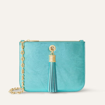 Ivy | Metallic Turquoise with Gold hardware