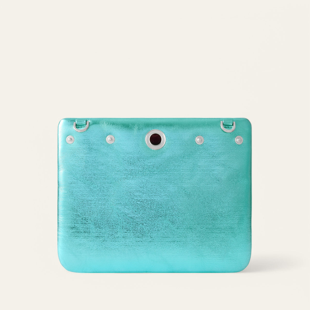 Metallic Turquoise Sarah Haran Mia Pouch with Silver hardware Back U91 S