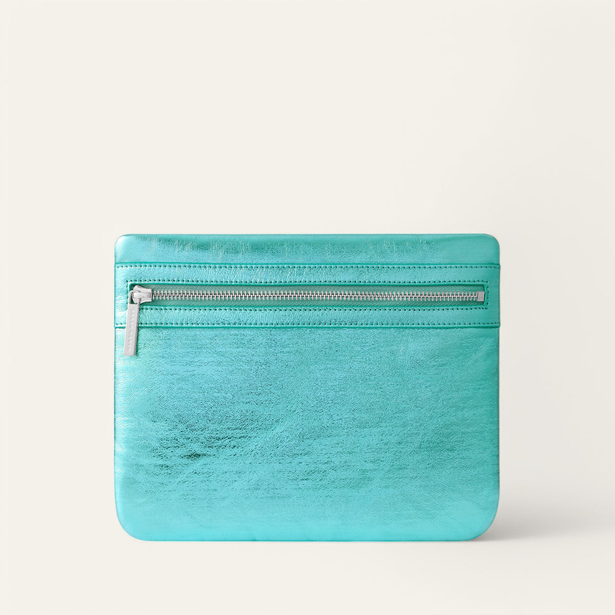 Metallic Turquoise Sarah Haran Mia Pouch with Silver hardware Front U91 S