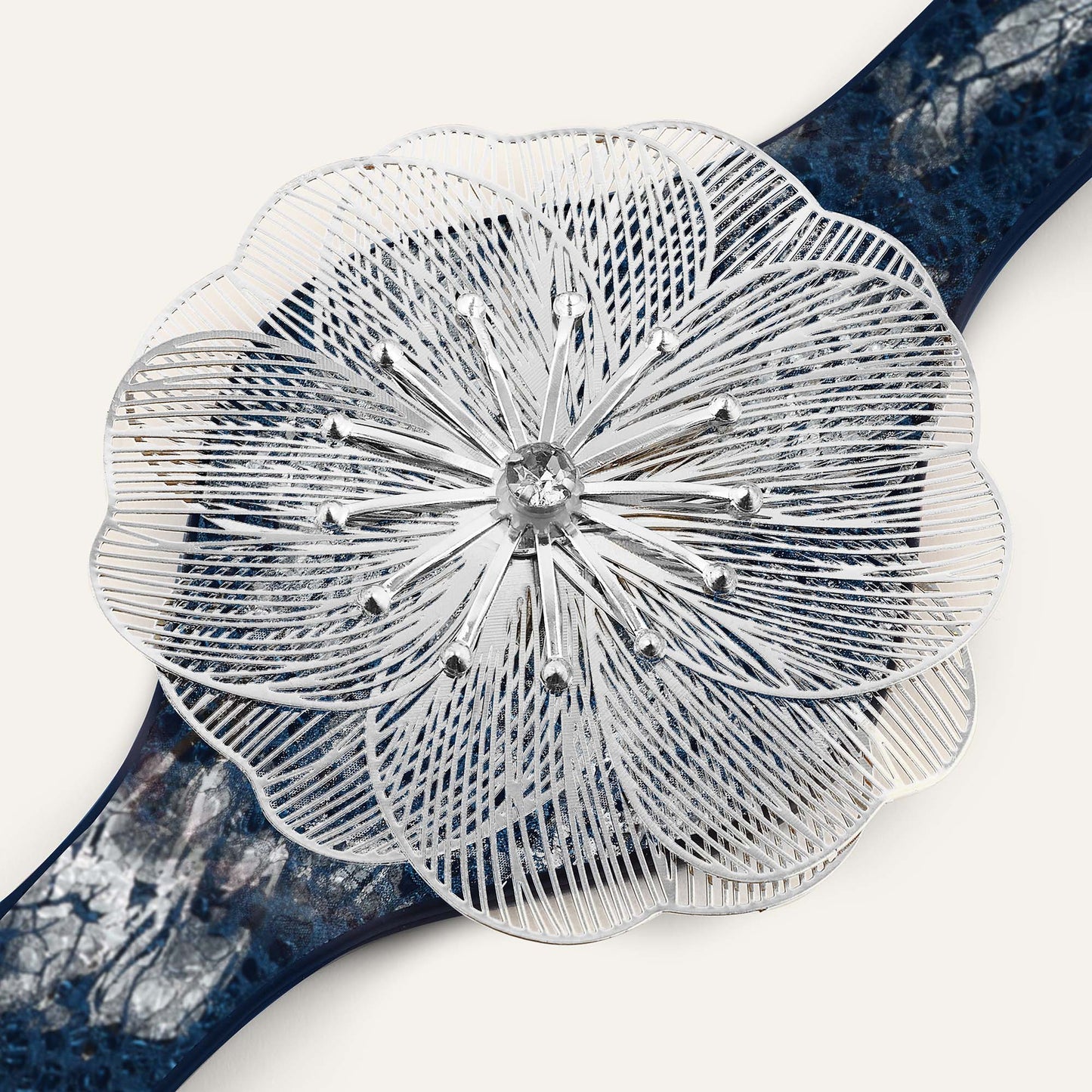 Fleur Deco Stud | Midnight Pearl with Silver hardware