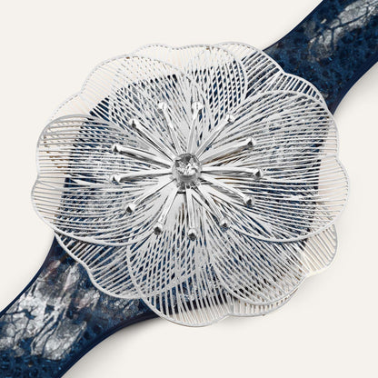 Fleur Deco Stud | Midnight Pearl with Silver hardware