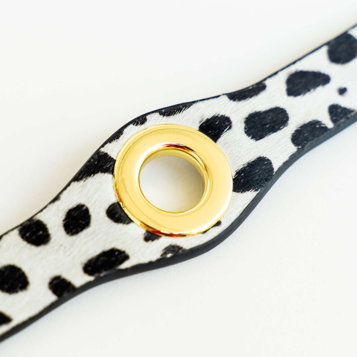 Dalmatian Sarah Haran Deco Strip Mini Textured Stud with Gold hardware detail | DAL-G