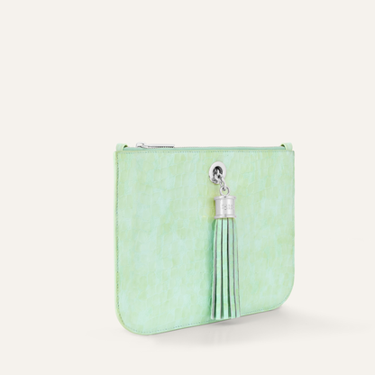 Ivy | Mint Patent Croc with Silver hardware