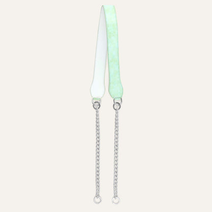 Gemini Strap | Mint Patent Croc White with Silver hardware