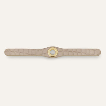 Deco Popper | Mocha Patent Croc with Gold hardware