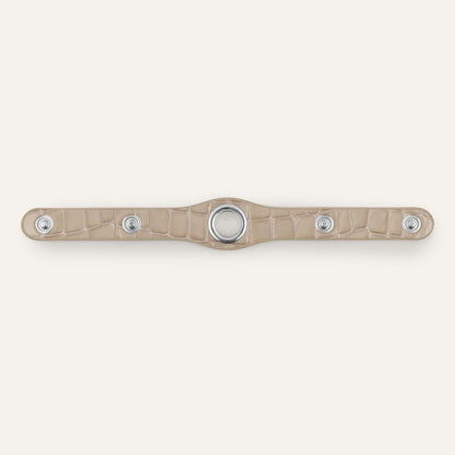 Deco Stud | Mocha Patent Croc with Silver hardware