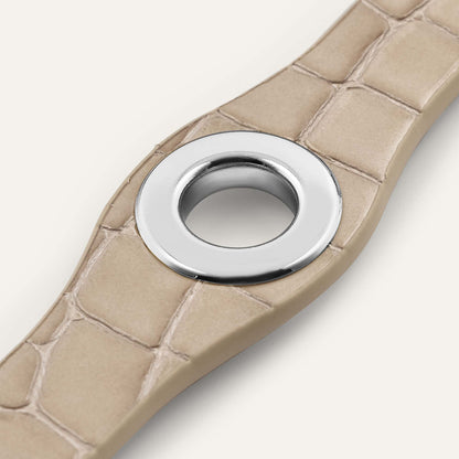 Deco Stud | Mocha Patent Croc with Silver hardware