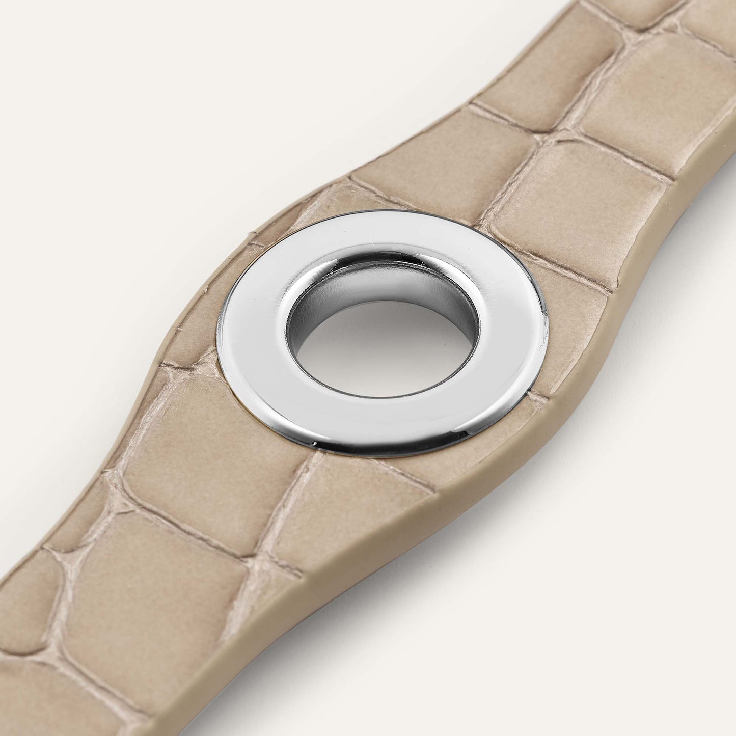 Deco Popper | Mocha Patent Croc with Silver hardware