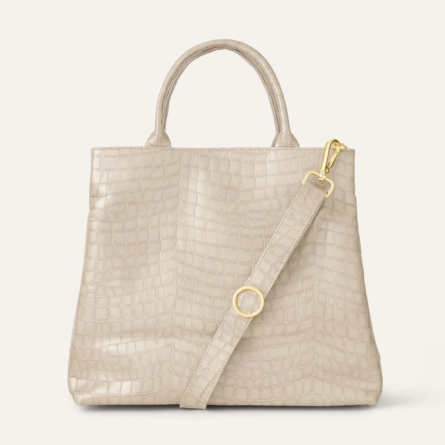 Dahlia Tote | Mocha Patent Croc with Gold hardware