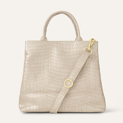 Dahlia Tote | Mocha Patent Croc with Gold hardware
