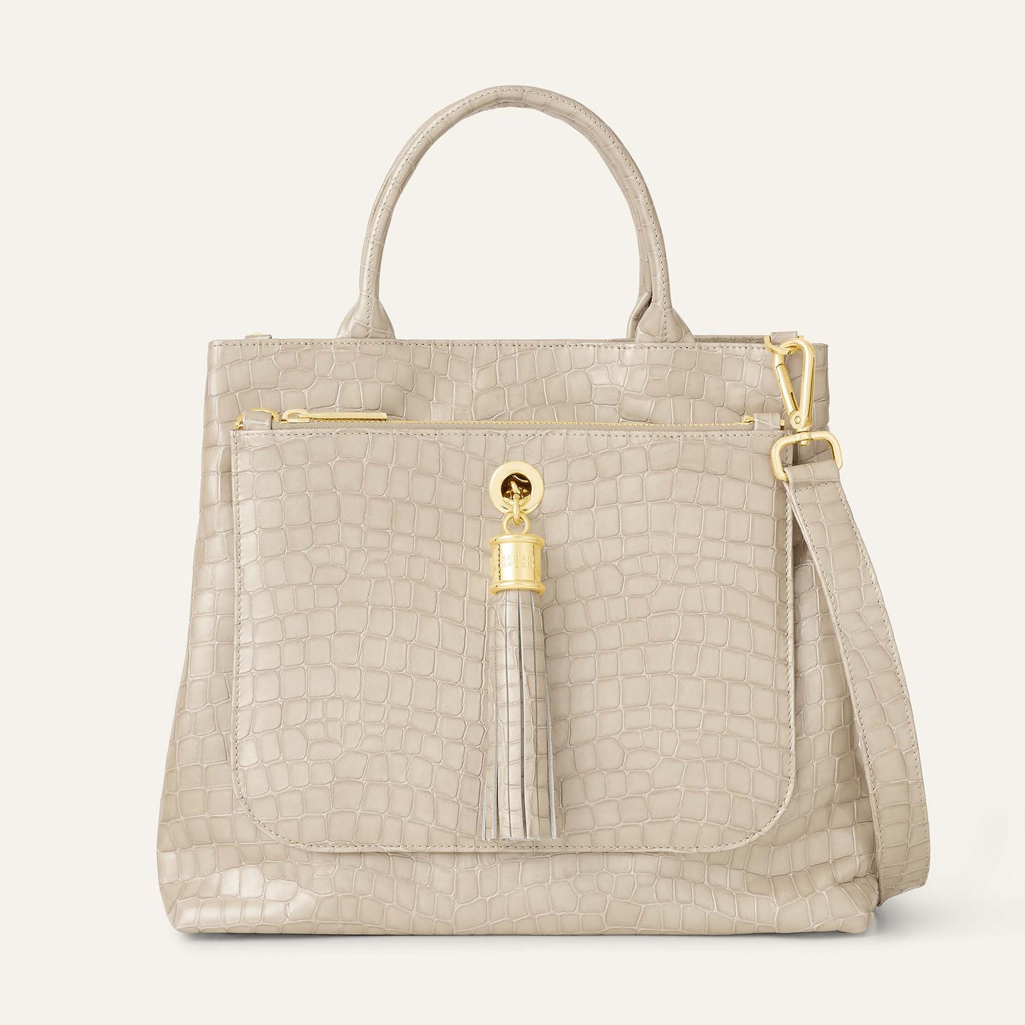 Dahlia Tote | Mocha Patent Croc with Gold hardware