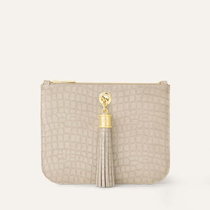 Dahlia Tote | Mocha Patent Croc with Gold hardware