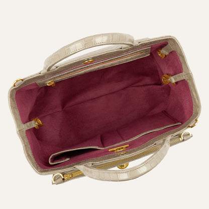 Dahlia Tote | Mocha Patent Croc with Gold hardware