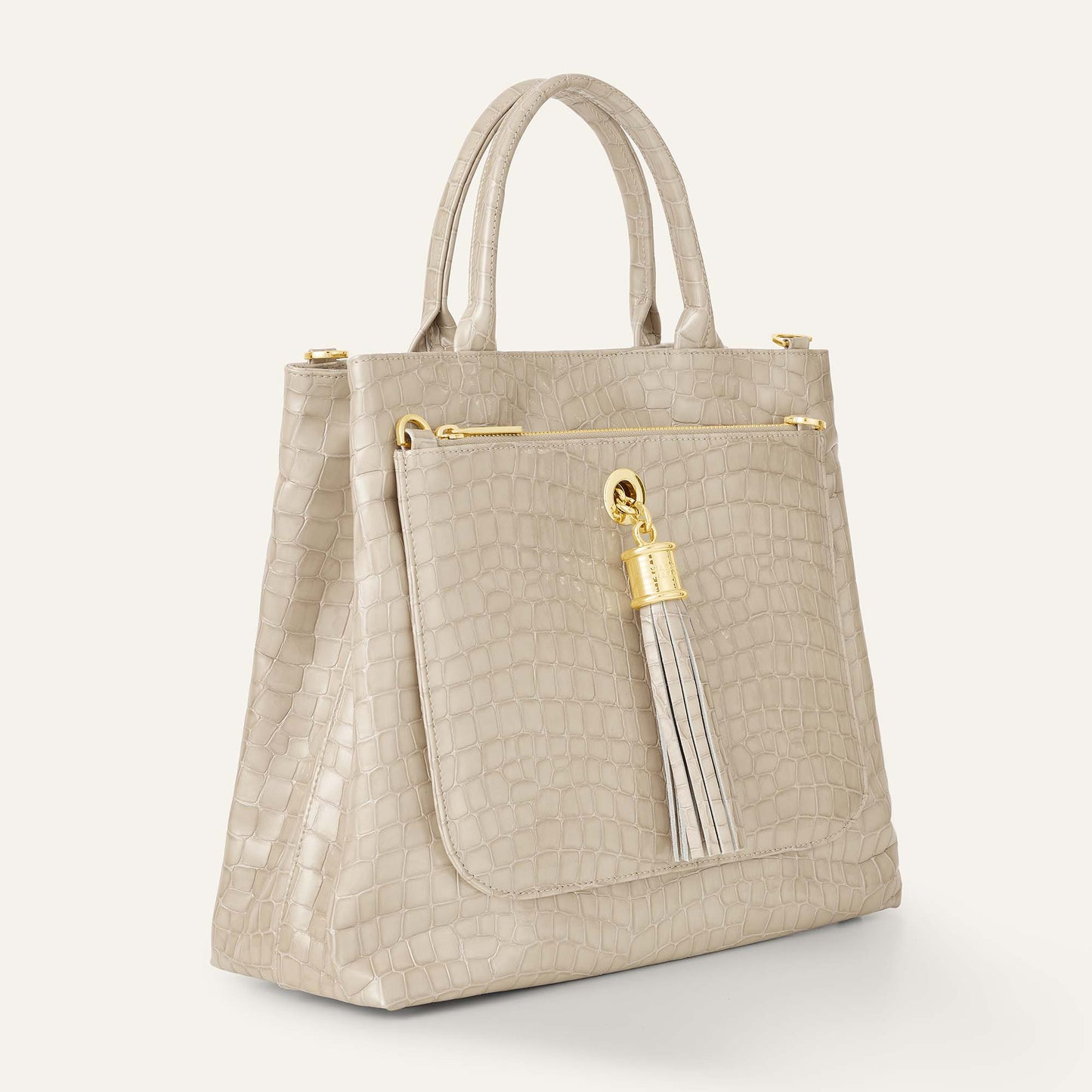Dahlia Tote | Mocha Patent Croc with Gold hardware