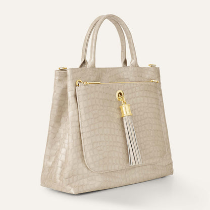 Dahlia Tote | Mocha Patent Croc with Gold hardware